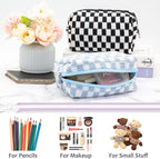 Pazimiik checkered makeup bag for