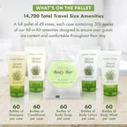 Desert Breeze Hotel Soaps and Toiletries Bulk Set | 1oz Hotel Shampoo & Conditioner, Body Wash, Body Lotion & Bar Soap | Full Pallet 49 cases with 300 units each - 14,700 pieces