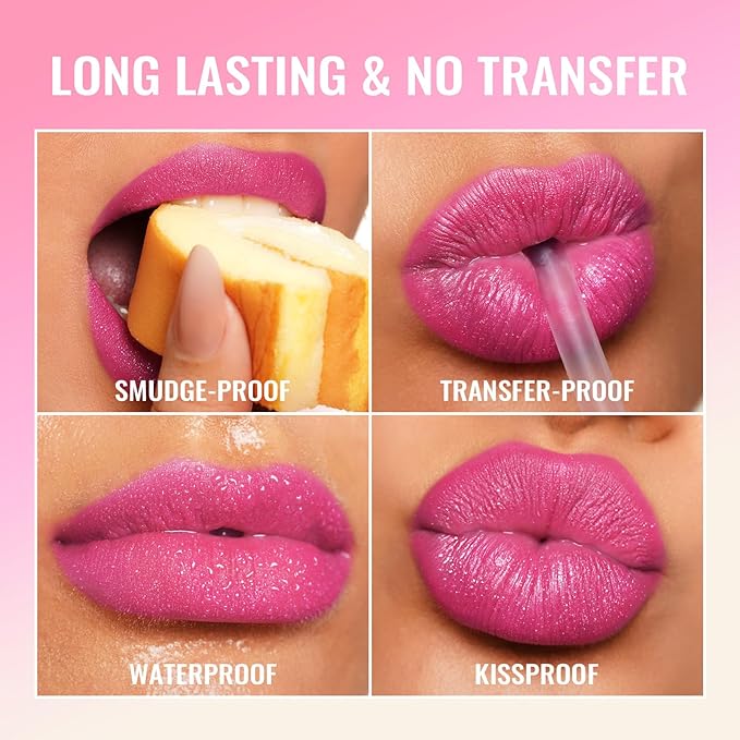 Oulac Pink Matte Liquid Lipstick for Women, Long Lasting Lipstick Waterproof Lip Stain, No Transfer, Creamy High Pigmented Formula with Rose Oil, Vegan & Cruelty-Free MS08