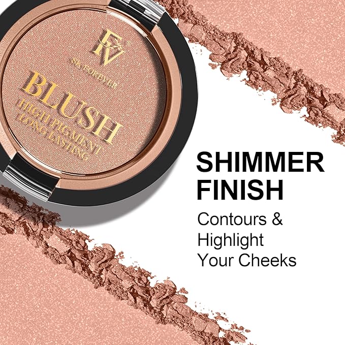 FV Long Lasting Powder Blush - Lightweight, Smooth & Blendable Cheek Makeup, High Buildable Color, Transfer-Resistant Shimmer Finish (Nude Shimmer, 0.17 OZ)