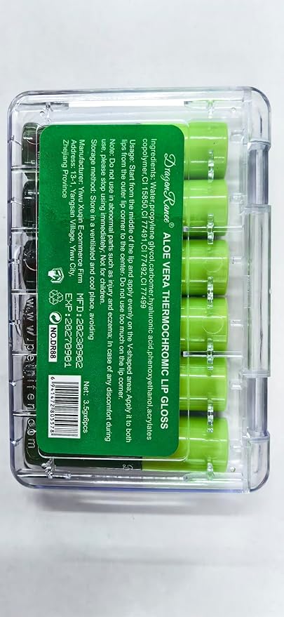 6Pcs Aloe Vera Color Changing Lip Gloss, Hydrating Lip Glow Oil High-Shine Clear Temperature Color Change Lipstick, Glossy Lip Tint Stain for Women Lip Care Prevents Dry Cracked Lips