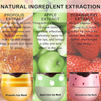 3 PCS Lip Balm Honey Pot, Honey Apple Strawberry Lip Masks Overnight, Propolis Moisturizing Lip Sleeping Mask, Prevention Dry Crack Lip Repair Nourishes the Lip Skin and Lip Wrinkle Care.