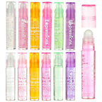 Expressions 12pc Roll On Lip Gloss Set with Carrying Case, 12-Piece Glossy Lip Makeup - Assorted Fruity Flavors, Non Toxic, Kid Friendly, Party Gift, Best Friends