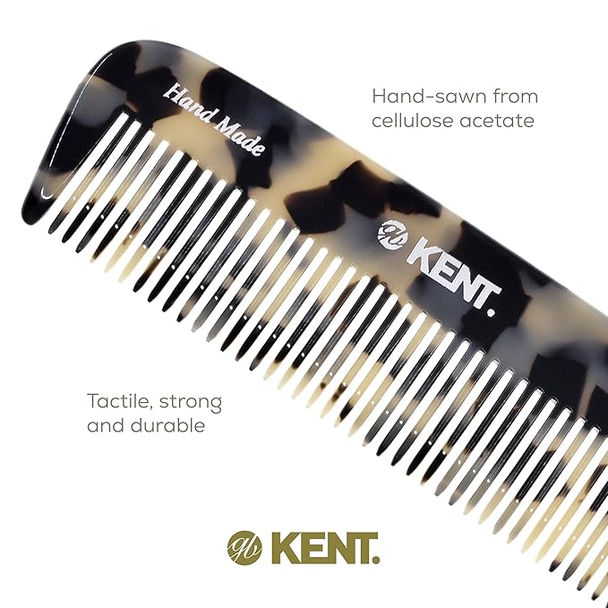 Kent 12T TW Wide Tooth Detangling Comb - 5.5" Handmade Pocket Comb for Thick, Curly, and Wavy Hair, Large Tooth Grooming Comb for Hair, Beard, and Mustache - Saw-Cut and Hand Polished