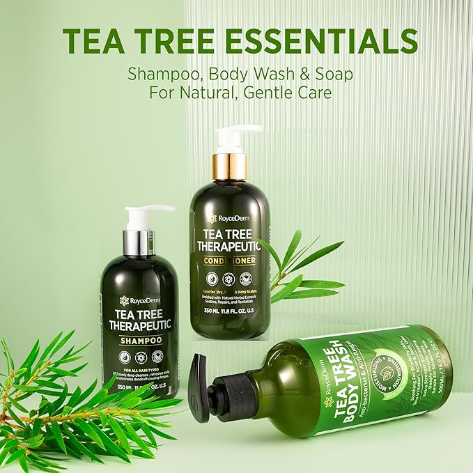 RoyceDerm Tea Tree Conditioner: Hydrating & Soothing Botanical Formula with Tea Tree, Aloe, Camellia Seed Oil, Paraben & Sulfate Free