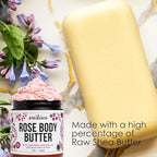 Rose Body Butter for Dry Skin with Whipped Shea Butter and Pure Essential Oil | Ultra Hydrating Rose Lotion for Women | All Natural Moisturizer with No Synthetic Fragrances