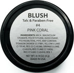 Pink Coral Light Pale Pink Bubble Gum Pink Peach Orange Blush Pressed Cheek Color Contour Powder, Talc & Paraben Free, 4 Grams, No Animal Testing & Cruelty Free
