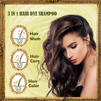 Dark Coffee Hair Dye Shampoo 3 in 1 for Gray Hair Coverage - Instant Shampoo Para Pintar el Cabello for Women Men, Herbal Brown Hair Color Shampoo Easy to Use & Long Lasting Champu Para Canas 16.90 oz