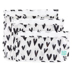 Bumkins Travel Bag, Toiletry, TSA Approved Pouch, Zip Bag, Quart Size Airline Compliant, Clear-Sided, Baby, Diaper Bag Organization, Makeup, Accessories, Packing, Set of 3 Sizes, Black Hearts