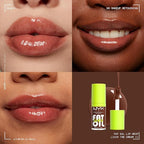NYX PROFESSIONAL MAKEUP Fat Oil Lip Drip, Moisturizing, Shiny and Vegan Tinted Lip Gloss - Livin the Cream (Dusty Brown)