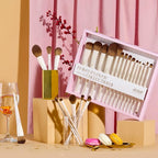 Jessup Makeup Brushes 14Pcs Makeup Brush Set Premium Synthetic Powder Foundation Contour Blush Concealer Eye Shadow Blending Liner Make Up Brush Kit Light Grey with Gift Box, T329-G