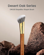 Desert Oak Series SlopeBlur Stipple Brush - Angled Nylon Bristles for Seamless Cream/Liquid/Powder Blending, Contour & Blush Application, Bubinga Handle (CM 192)