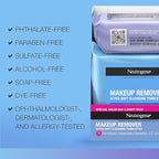 Neutrogena Day & Night Wipes, Makeup Remover Face Cleansing Towelettes & Night Calming Facial Cloths, 100% Plant Based Fibers Wipe Away Dirt, Alcohol-Free, 3 Packs of 25 ct, 75 ct