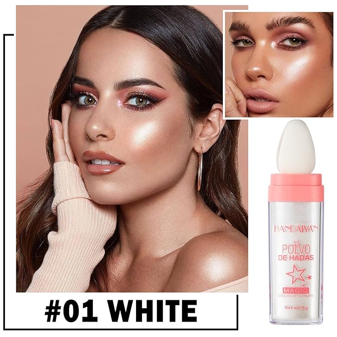 3PCS Polvo De Hadas Body Shimmer Glitter Highlighter Powder Makeup,High Gloss Sparkle for Face Body Hair,Create The Most Sparkly And Attractive Glitter Makeup