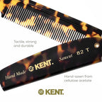 Kent 82T Handmade Folding Pocket Comb for Men, Fine Tooth Hair Comb Straightener for Everyday Grooming Styling Hair, Beard or Mustache, Use Dry or with Balms, Saw Cut Hand Polished, Made in England