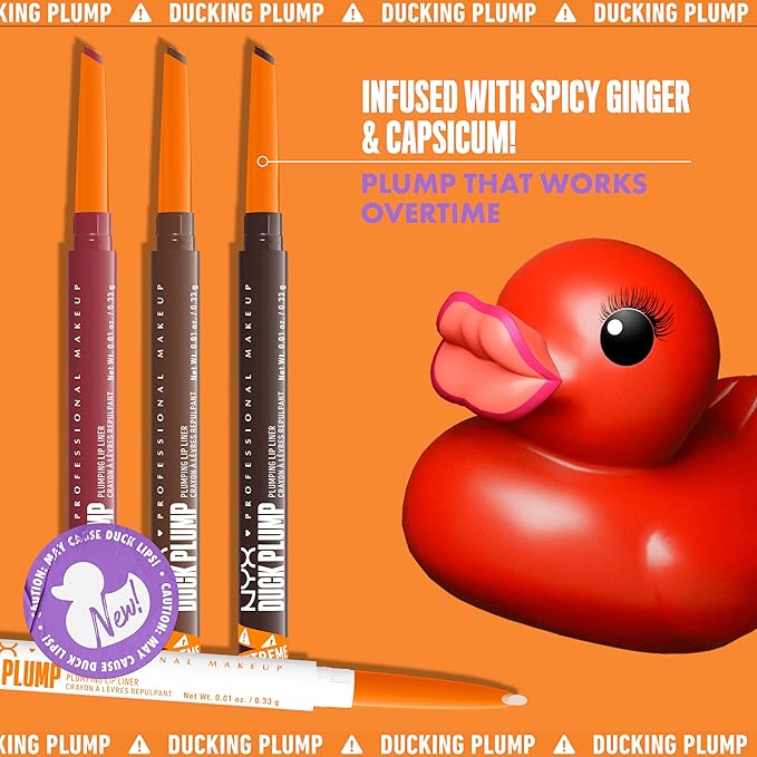 NYX PROFESSIONAL MAKEUP Duck Plump Plumping Lip Liner, Matte Pencil With Up To 10HR Wear, Flirty Flip (Pink Lip Liner)