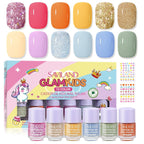 SAVILAND Glamkids Kids Nail Polish Quick-Dry:Non-Toxic Nail Polish Set 12 Colors Water Based Peel-Off Toddler Fingernail Polish Natural Safe Castor Oil Nail Lacquer Kit with Sticker for Girl Ages 5-12
