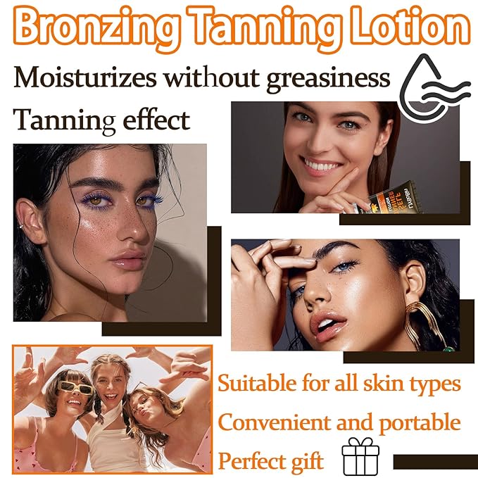 Bronzer Self Tanner for Body & Face,Non-Greasy Long Lasting Hydrating Tanning Lotion for All Skin Types,Travel Size Gentle Self Tanning Lotion for Men and Women