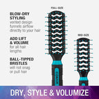 Conair Styling Essentials Brush Set, Full-Size and Mid-Size Vent, Value Pack