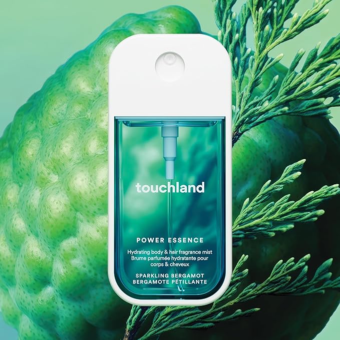 Touchland Power Essence Hydrating Body & Hair Fragrance, Sparkling Bergamot, 2 FL. OZ. Travel Size Body Mist