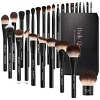 25 pcs Makeup Brush Set Holder Black Professional Kabuki Powder Concealers Eye shadows Blush Eyeliner Eyebrow Contour Eye blending Brushes (25pcs brush with box)