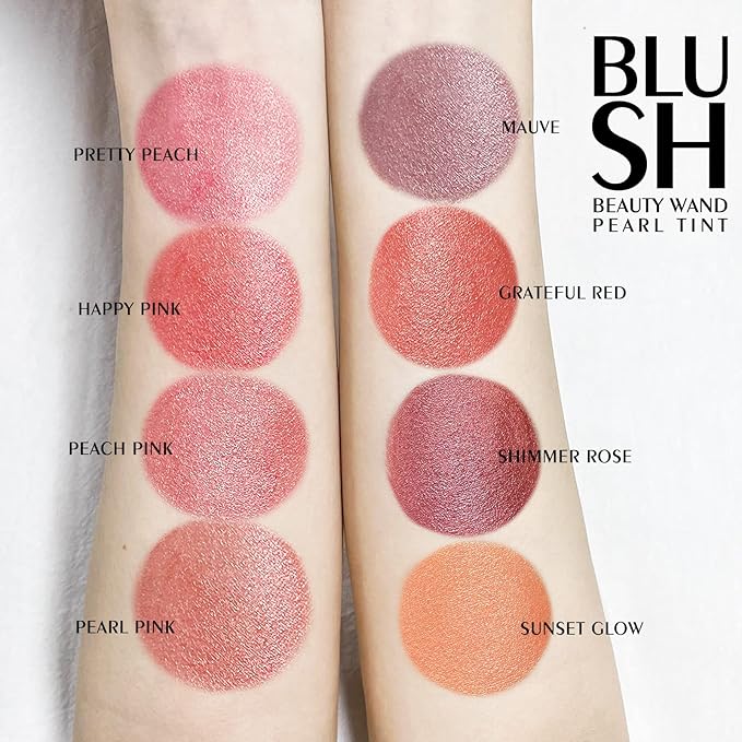 KYDA Blush Beauty Wand, Shimmer Face Blush with Cushion Applicator, Natural Pearl Finish, Silky Smooth Creamy Formula, Lightweight Blendable Blush Rouge Stick-Pearl Pink