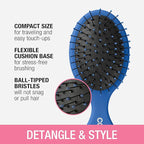 Conair Detangling 3PK mini hair brush - use wet or dry - ideal for curly or straight styles - detangler hairbrush - hairbrushes for women - great for travel - Pink, Grey, Blue