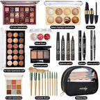 All In One Makeup Kit for Women, Travel Makeup Kit, Make Up Sets Valentine's Day Gift, Includes Eyeshadow Palette Highlighter Contour Blush Eyeliner Eyebrow Powder Mascara Cosmetic Brushes Makeup Set