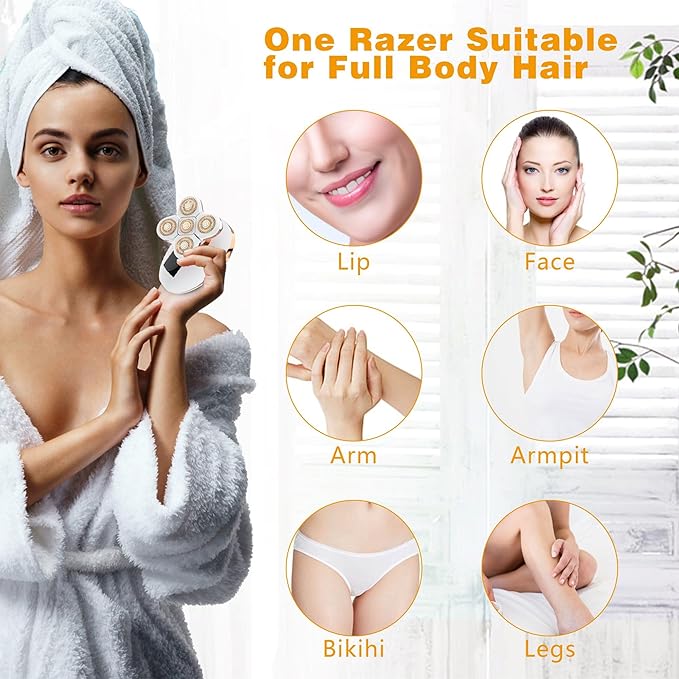 Electric Razors for Women, Women's Electric Shaver Kit for Legs, Bikini and Body Wet Dry Use, Facial Hair Removal, Cordless Trimmer for Womens Bikini Lady Grooming Sensitive Skin