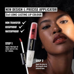Dermacol NEW 16-Hour Lip Colour, Highly Pigmented Glossy Lip Stain, Two-Phase Lip Plumper Gloss, Kissproof Lip Makeup Products with Matte and Glitter Finish, n.1