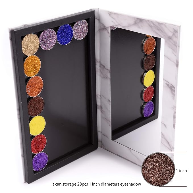 Magnetic Palette Marble Empty Makeup Palette with Mirror for Eyeshadow Lipstick Blush Powder (White)