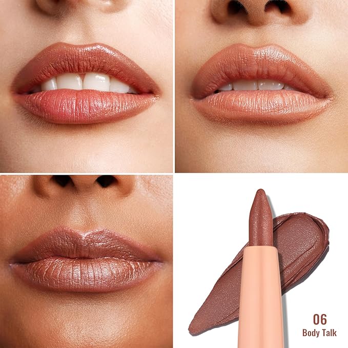 Oulac Brown Lip Liner Pencil, Waterproof Retractable Lipliner Crayon, Smooth, Long-lasting and waterproof Formula, Contour your lips, Vegan Beauty, 06 Body Talk