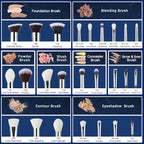 Jessup 25pcs Professional Makeup Brush Set Foundation Powder Concealer Eyeshadow Blending Blush Highlighter Natural-Synthetic Hair Brushes (Black/Silver)