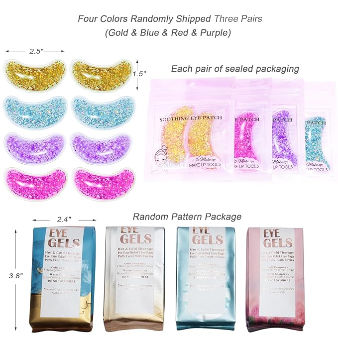 Under Eye Patches for Puffy Eyes, Hot Cold Treatment Cooling Gel Eye Pads Eye Mask for Wrinkles Dark Circles Puffiness Eye Bags 6PCS