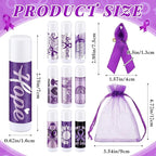 50 Set Overdose Awareness Lip Balms Gifts with 50 Organza Bags 50 Purple Awareness Ribbon Pins Raise Awareness for Domestic Violence Pancreatic Cancer Lupus Alzheimer's Awareness