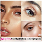 Boobeen 4-Color Makeup Palette, Highly Pigmented Glitter Eyeshadow Contour Palette with Smudger, Multi-purpose Face Makeup Palette for Eye/Face/Highlighter, Creates Shimmer Finishes, Long-lasting