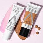 Almay Skin Perfecting Healthy Biome Foundation Makeup with Prebiotic Complex SPF 25, Hypoallergenic, -Fragrance Free, 150 Tan, 1 fl. oz.