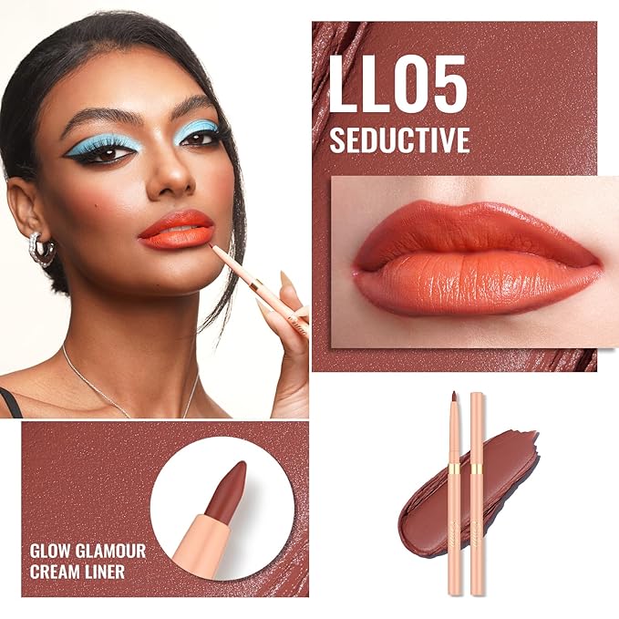Oulac Waterproof Lipliner Pencil - Smooth and Creamy, Retractable Lip Makeup for Precision Application, Vegan & Cruelty-Free, LL05 Seductive