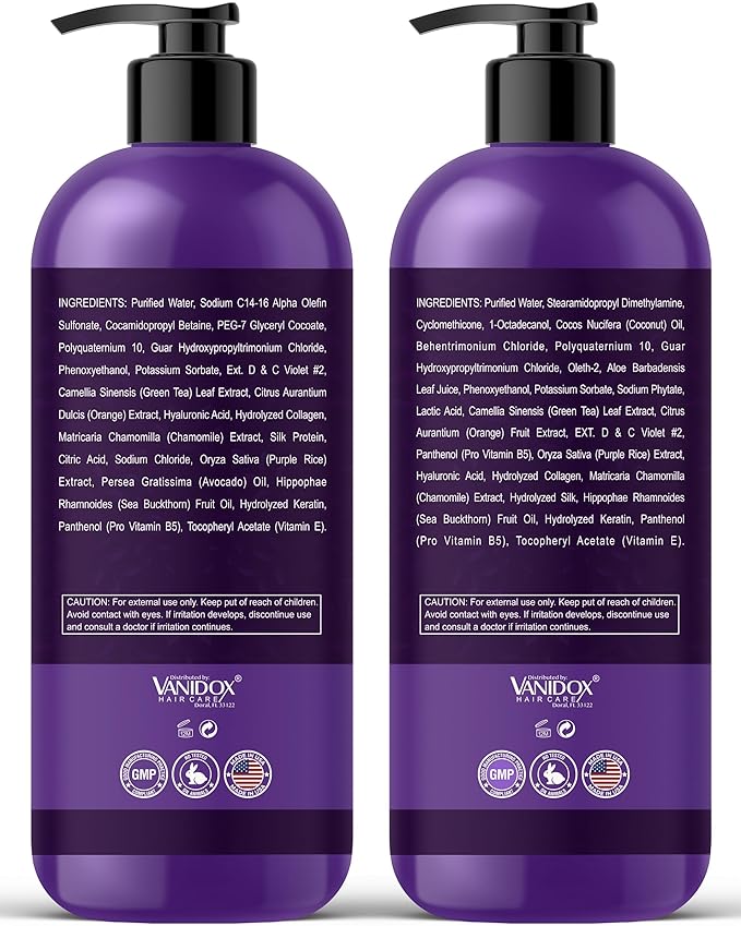Sulfate Free Brass Toning Purple Shampoo and Conditioner Set for Grey and Silver Hair, Moisturizing & Color-Safe, Enhances Shine & Brightness, Made in USA (16 fl oz each)