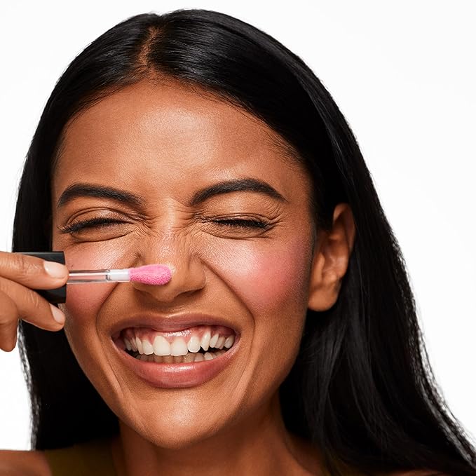 Saie Dew Blush - Lightweight Liquid Blush with a Blendable + Buildable Cream Finish - Dewy Cheek Tint with Doe Foot Wand Makeup Applicator - Cool Baby Pink Blush - Baby (.40 oz)