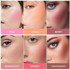 KYDA Powder Blush, Radiant Glow Face Blusher, Blendable Formula, Lasting Moisturizing, Ultra Fine Lightweight Texture, Rosewood