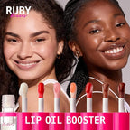 Ruby Kisses Lip Oil Booster, Hydrating Lip Gloss with Nourishing Natural Oil Blend, Jumbo Wand for Easy Application, Non-Sticky Formula (Hot Cherry)