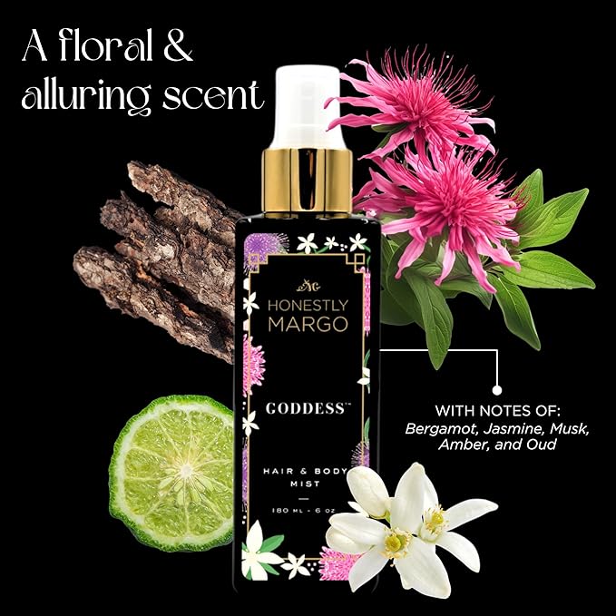 Goddess Hair & Body Mist (6 Oz) – Alluring Perfume for Women for Hair and Skin with Bergamot, Jasmine, Musk, Amber and Oud Scent – Luxury Hair Perfume for Women & Body Spray