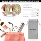 Facial Hair Removal for Women: Electric Hair Removal Device - Rechargeable Painless face Razor for Chin Upper Lip Peach Fuzz with Light (Pink)