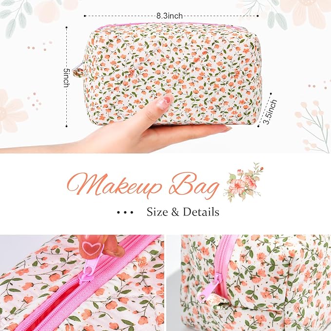 Soidram pink makeup bag floral