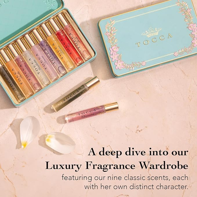 Tocca Luxury Fragrance Wardrobe - Set of 9 Travel Size Women's Perfumes in Giftable Tin Case ($101 Value), Includes Florence, Cleopatra, Stella, Giulietta, Simone, Colette, Liliana, Gia & Belle