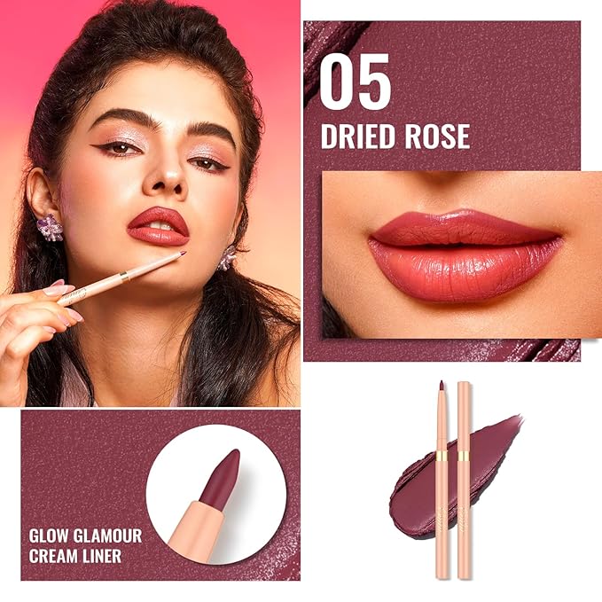 Oulac Waterproof Lipliner Pencil Set - Smooth and Creamy, Retractable Lip Makeup for Precision Application, Vegan & Cruelty-Free