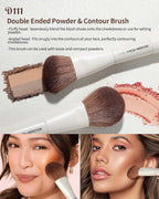 EIGSHOW Makeup Brush Set, 3Pcs Double Ended Face Makeup Brushes for Foundation Powder Contour Highlight Concealer Nose Shadow, Travel Gift Set (Beige)