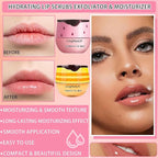 2PCS Bee Lip Balm,Hydrating Honey Pot Lip Balm with Stick,Non-Greasy Silky Sleeping Lip Mask Set,Long Lasting Lip Scrubs Moisturizer for Dry Cracked Lips（Honey ＋Strawberry）