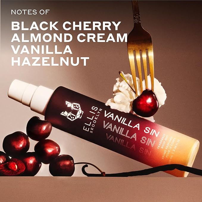 Ellis Brooklyn VANILLA Body Mist - Gourmand Perfume with Black Cherry, Fresh Freesia, & Bourbon Vanilla, Vegan Perfume Made In The USA, 100 ml/3.38 fl. oz